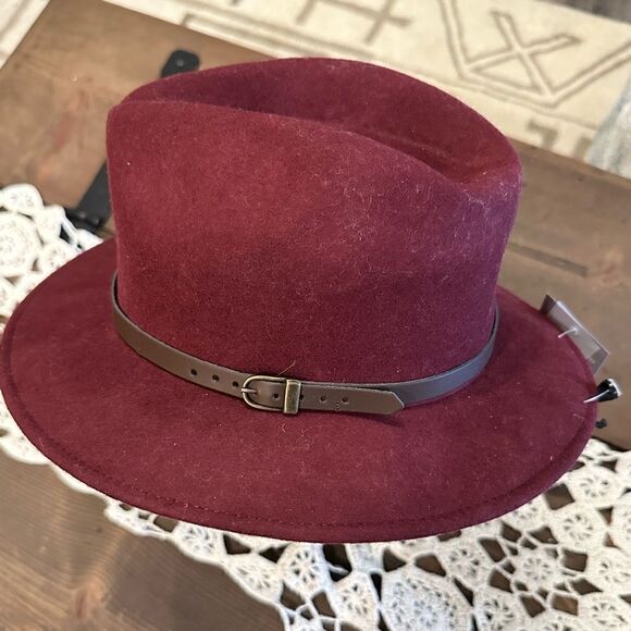 Gelso Bianco Maroon Fedora Hat Italy NWT - Picture 1 of 4